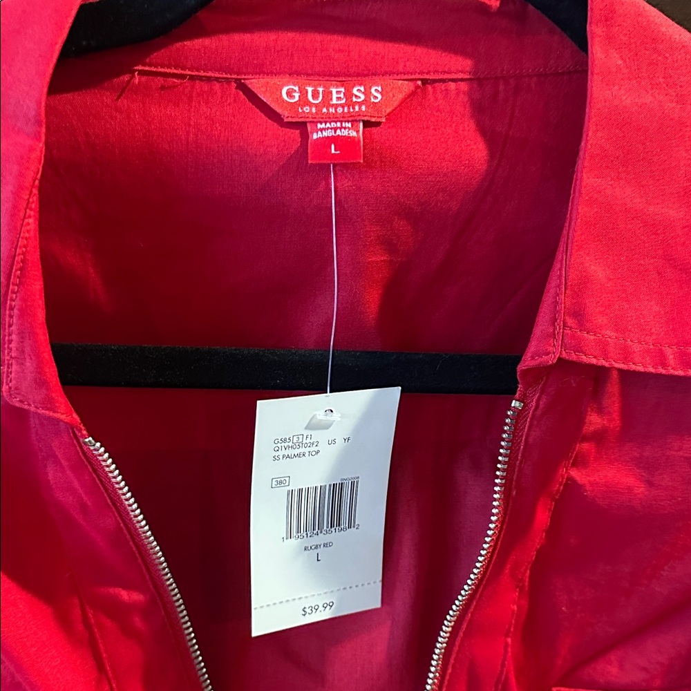 Guess Vibrant Red Jacket with Zipper